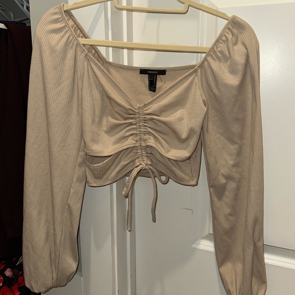 Forever 21 Beige Ruched Crop Top